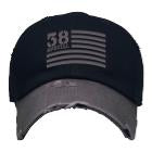 ￼Embroidered Canvas vintage patriot Hat  Black / Dark Grey