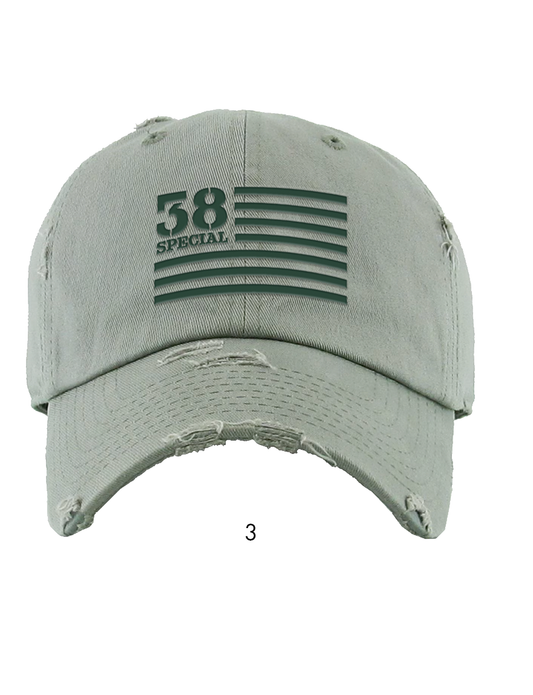 ￼Embroidered Canvas vintage patriot Hat Moss